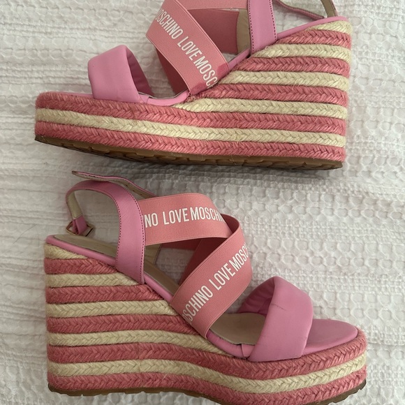Love Moschino Pink Wedge Sandals - Picture 7 of 7
